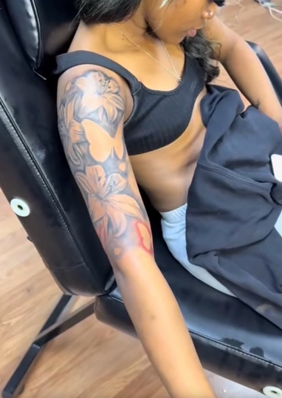 Black & Grey + Floral flowers tattoo on Half Sleeve by Speedytattoos on TattMe