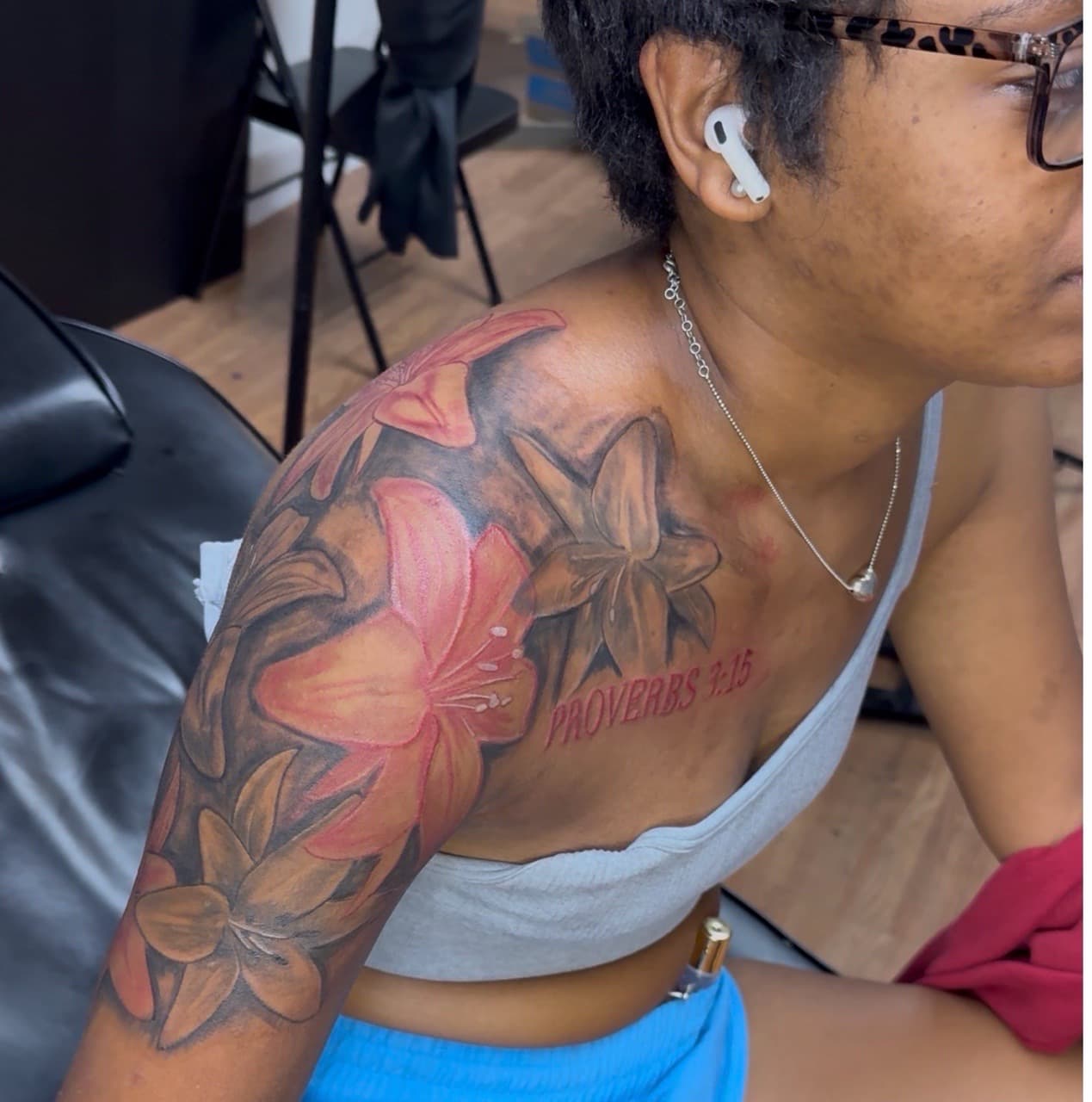 Floral + Color flowers tattoo on Shoulder by Speedytattoos on TattMe