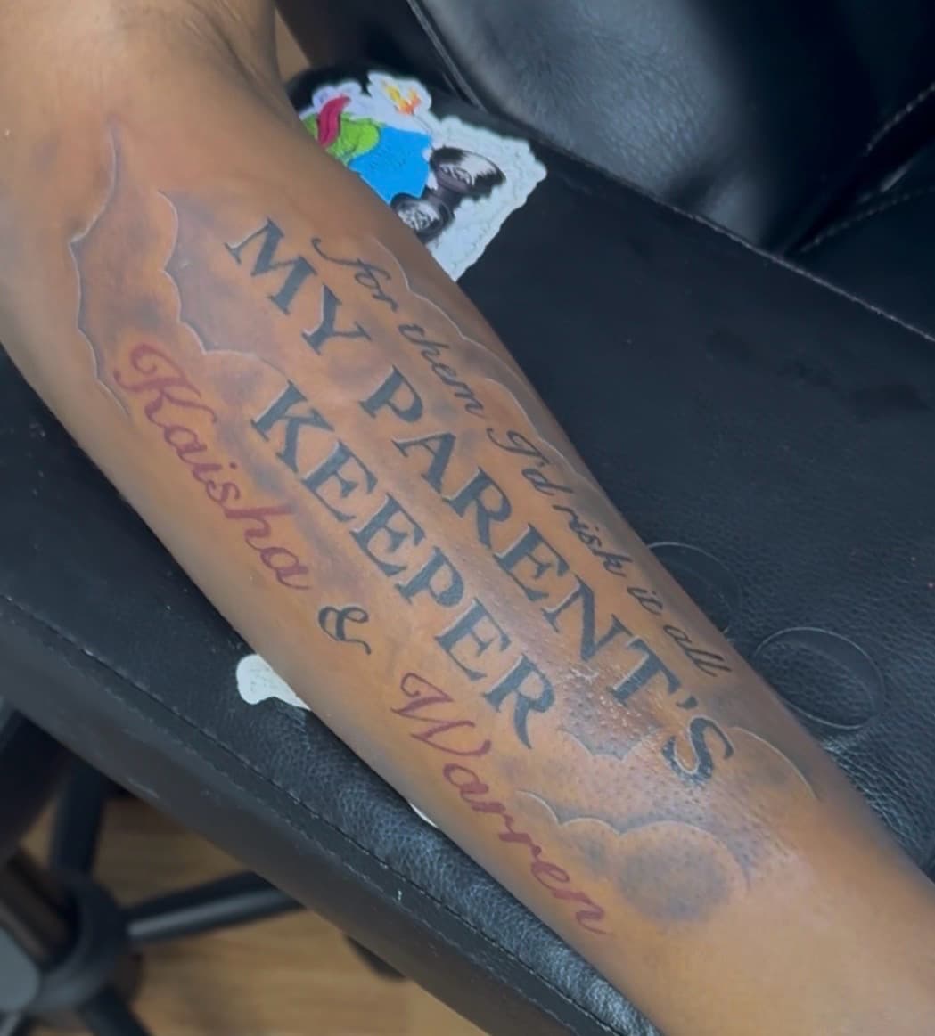Lettering + Script clouds tattoo on Forearm by Speedytattoos on TattMe