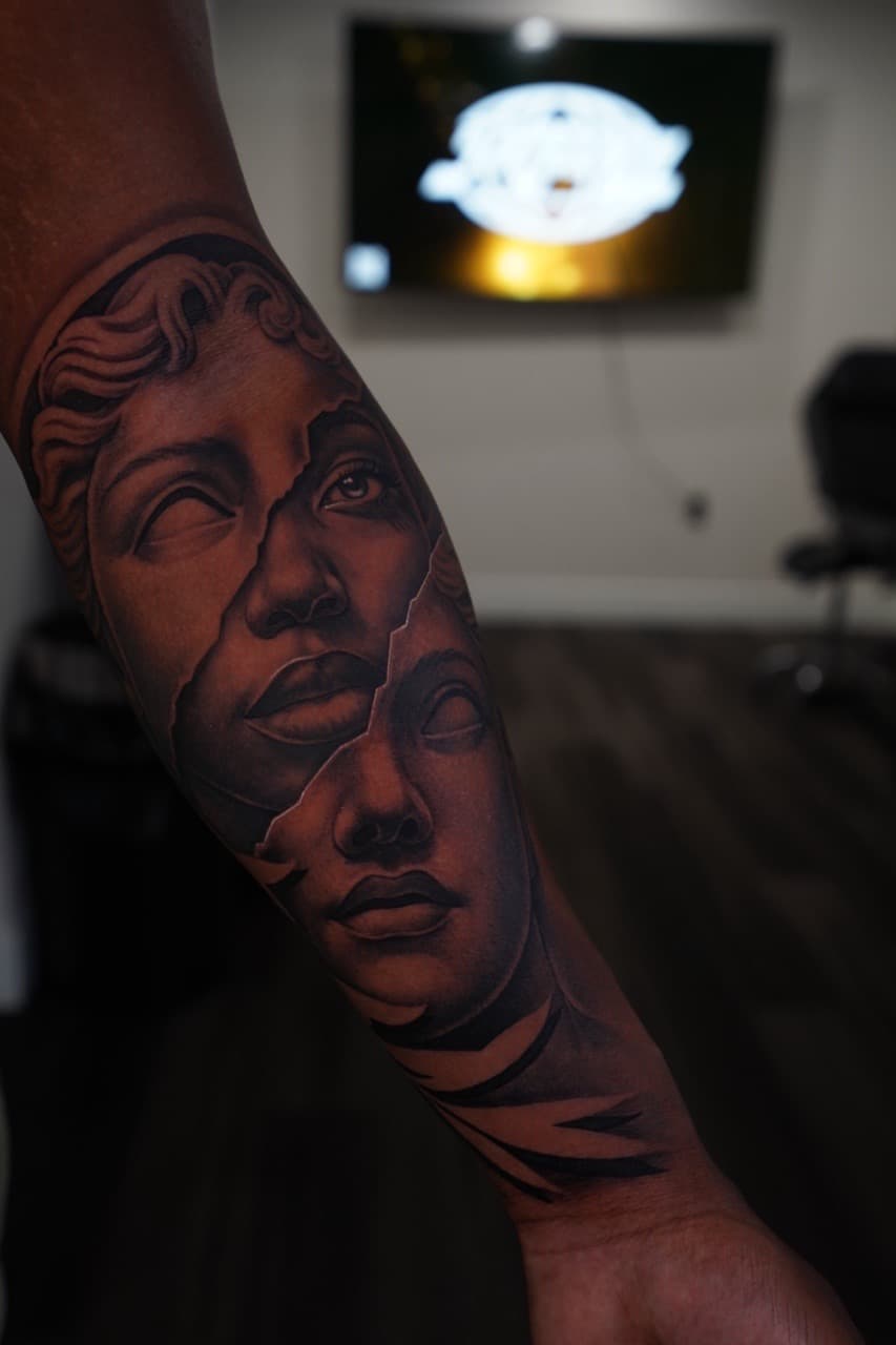 Black & Grey + Realism statues tattoo on Forearm by 16thRich on TattMe