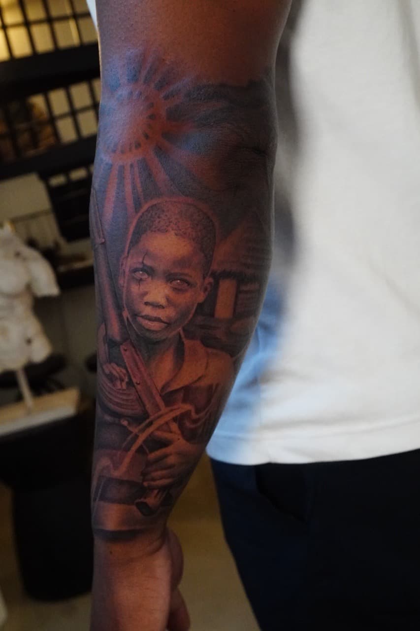 Realism + Black & Grey child tattoo on Forearm by 16thRich on TattMe