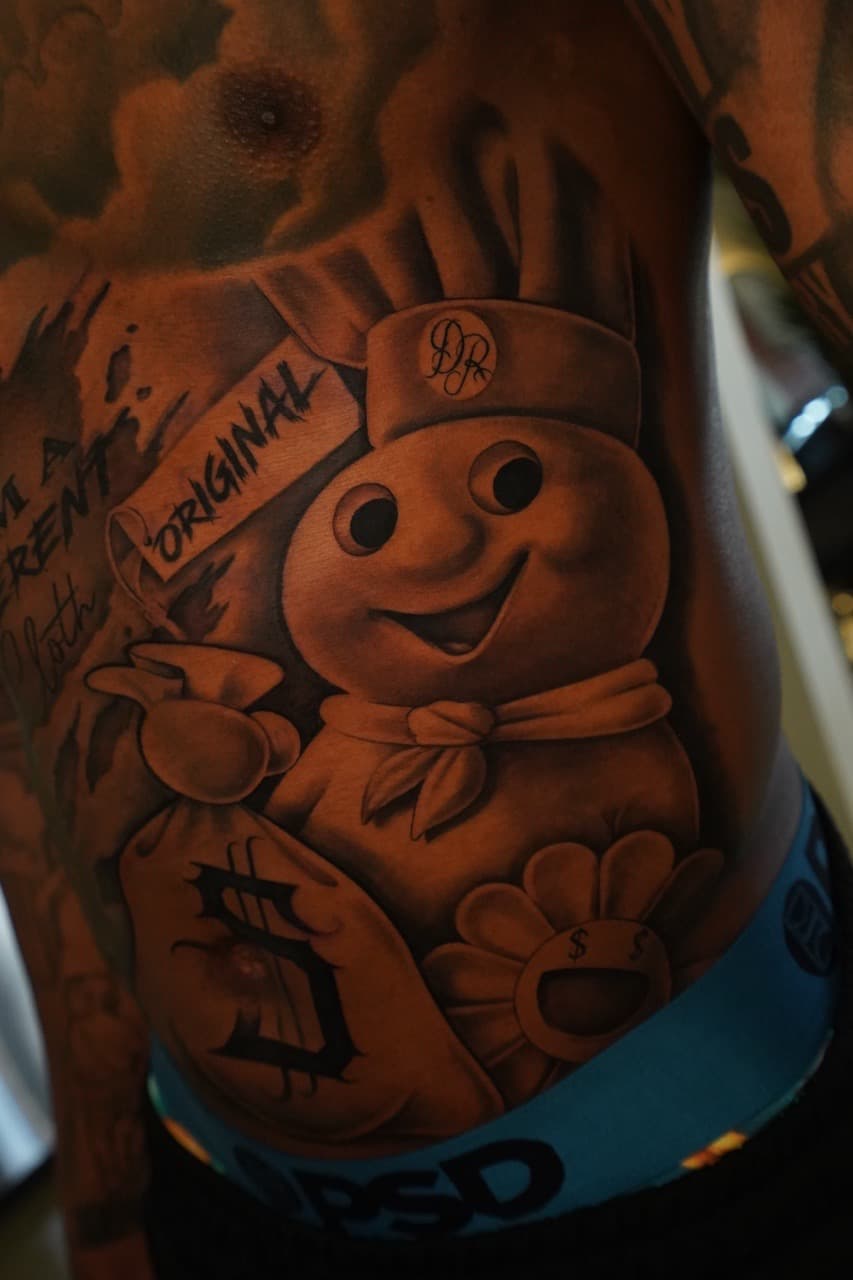 Black & Grey + Illustrative money bags tattoo on Side (Torso) by 16thRich on TattMe