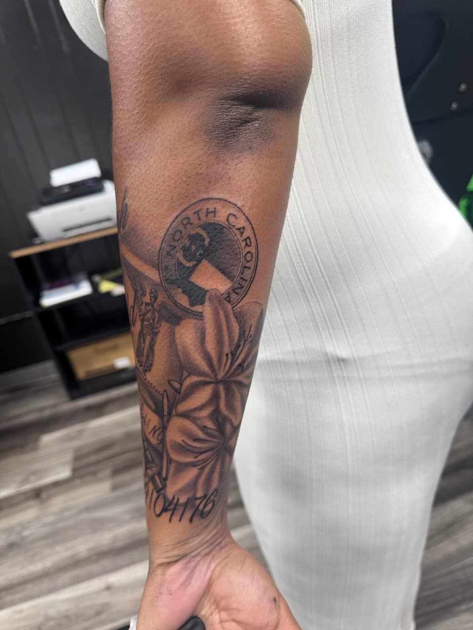 Black & Grey + Floral flowers tattoo on Forearm by Inkheadz on TattMe