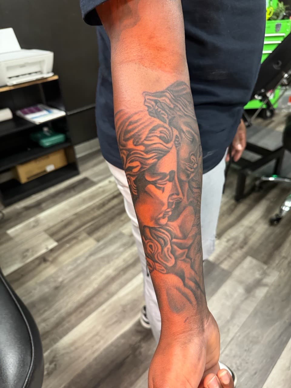 Black & Grey + Illustrative classical face tattoo on Forearm by Inkheadz on TattMe