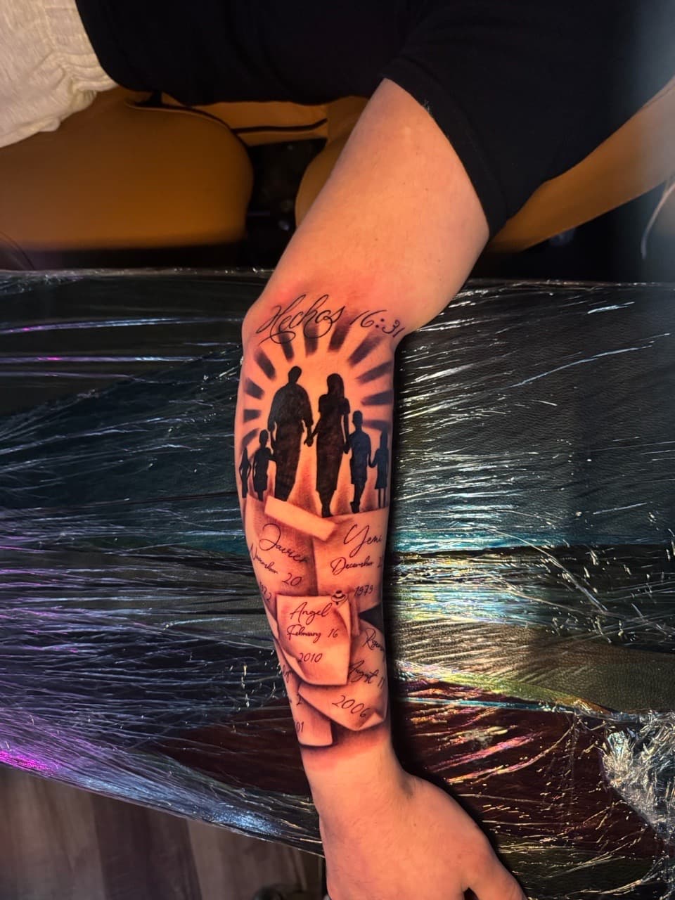 Black & Grey + Lettering family tattoo on Forearm by Inkheadz on TattMe