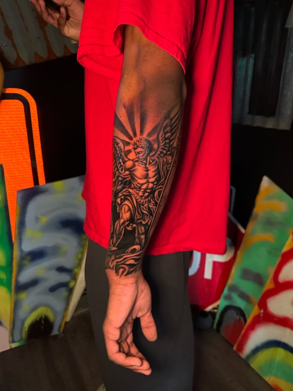 Black & Grey + Realism angel tattoo on Forearm by Inkheadz on TattMe