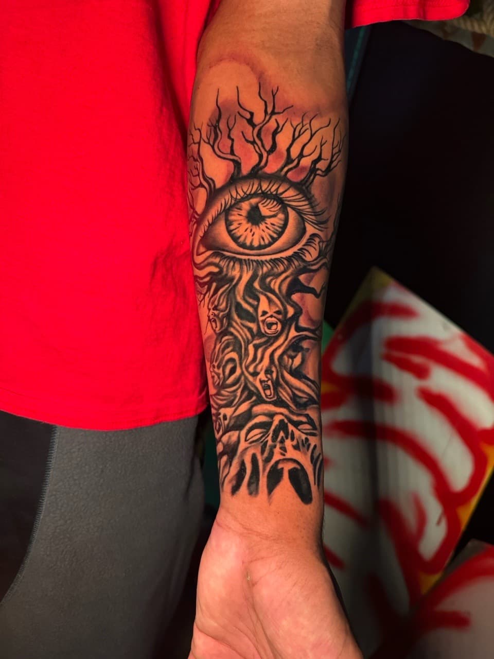 Black & Grey + Surrealism eye tattoo on Forearm by Inkheadz on TattMe