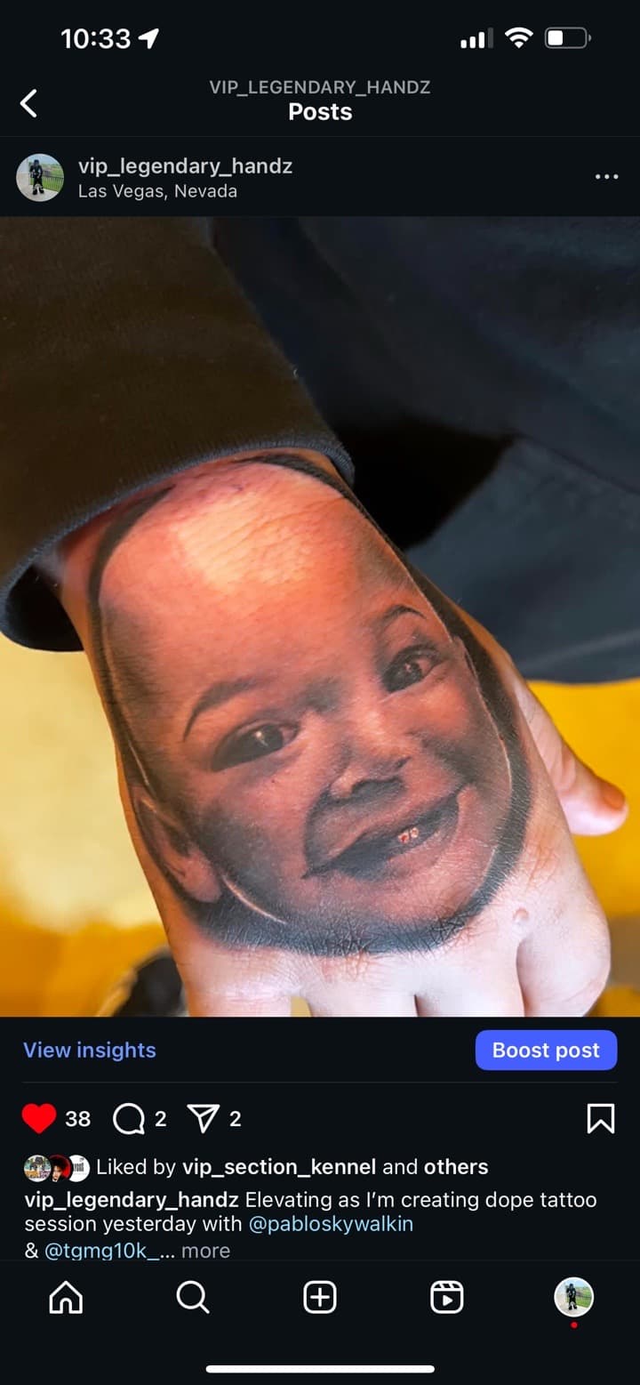 Realism + Portrait baby tattoo on Hand by LEGENDARY_HANDZ on TattMe