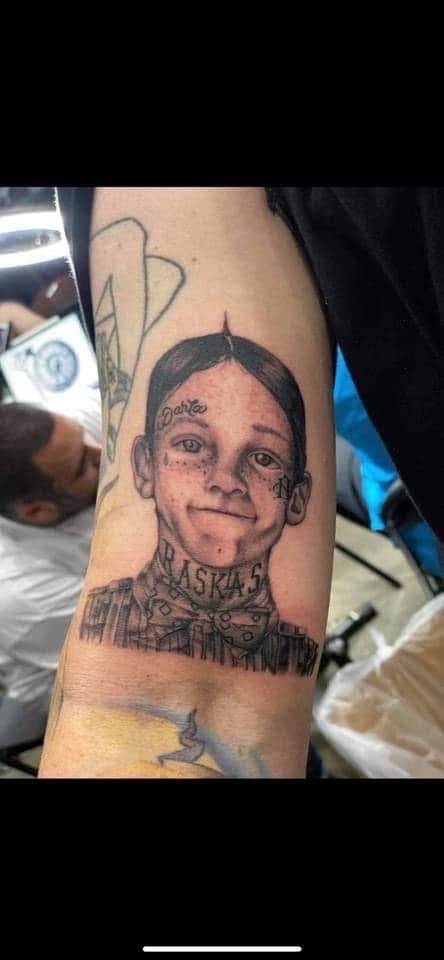 Black & Grey + Portrait child tattoo on Upper Arm by LEGENDARY_HANDZ on TattMe