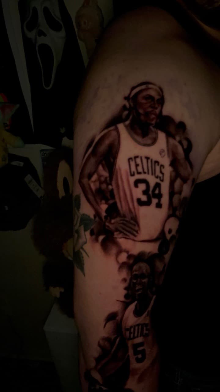 Black & Grey + Realism basketball tattoo on Upper Arm by LEGENDARY_HANDZ on TattMe
