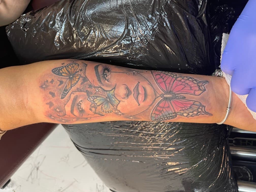 Realism + Illustrative woman tattoo on Forearm by Chris on TattMe