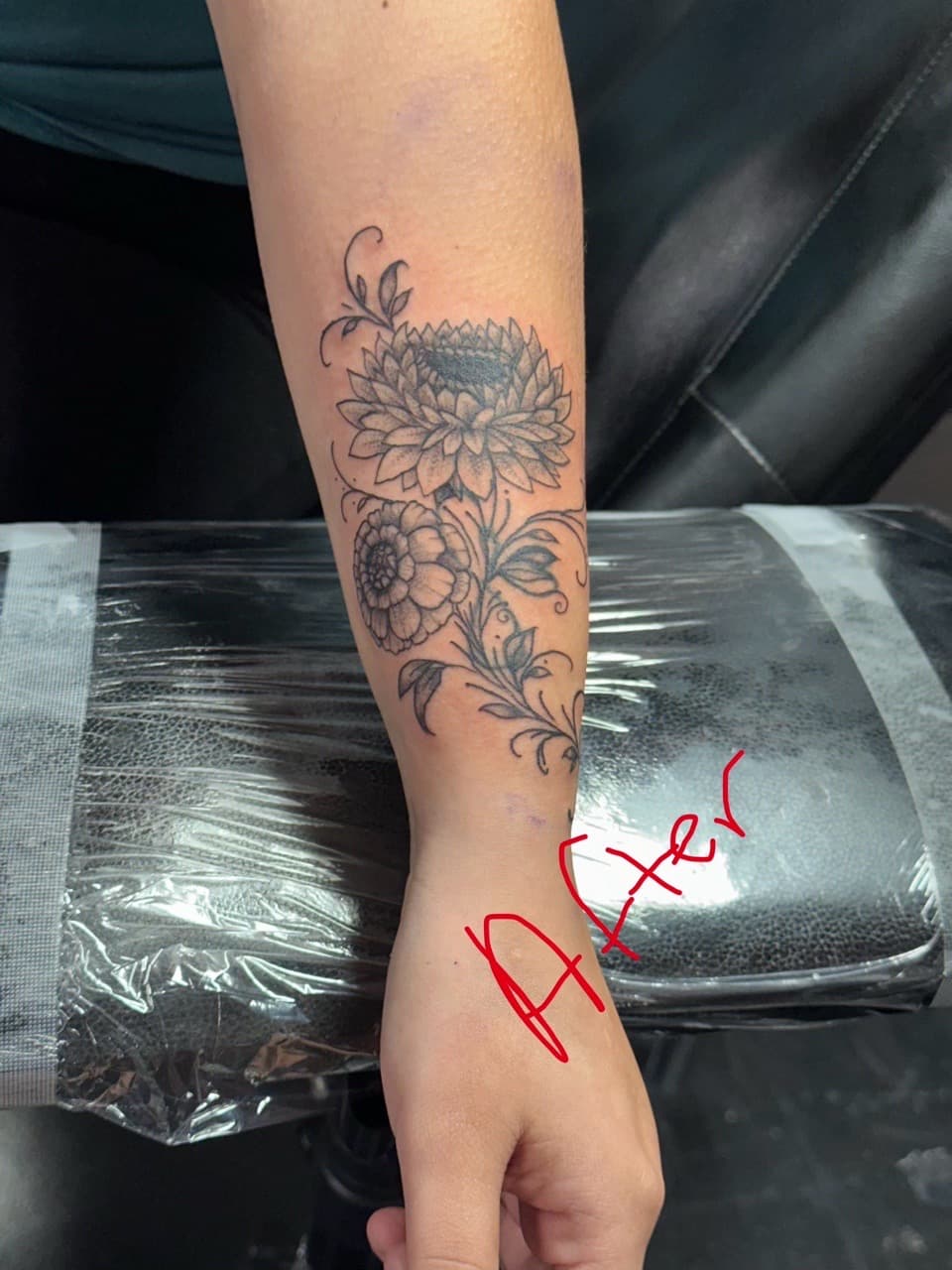Floral + Black & Grey flowers tattoo on Forearm by Tattoos_by_Haylee on TattMe