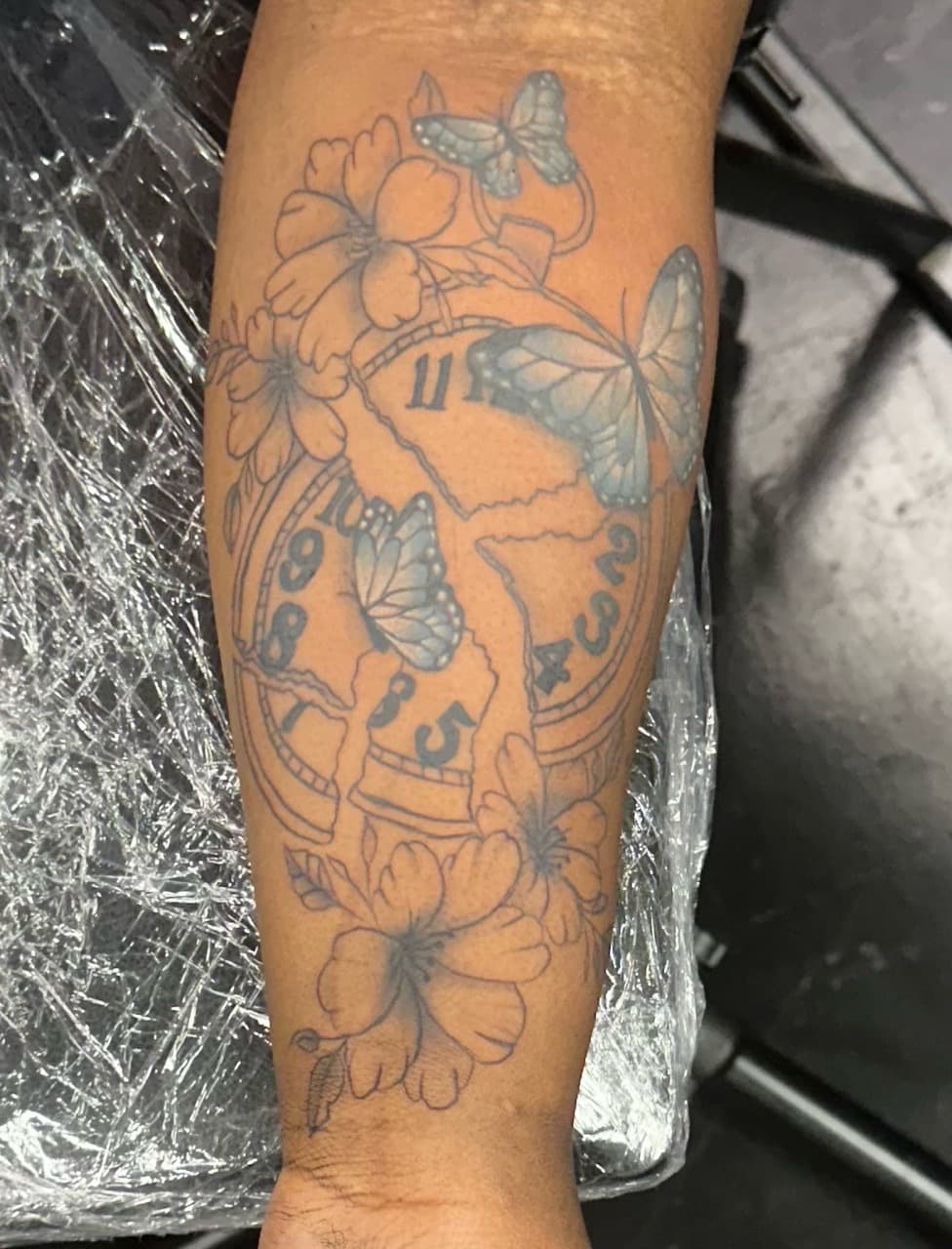 Fine Line + Black & Grey butterflies tattoo on Forearm by Tattoos_by_Haylee on TattMe