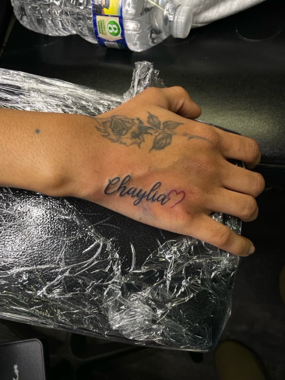 Lettering + Script rose tattoo on Hand by Ariesinkedme on TattMe