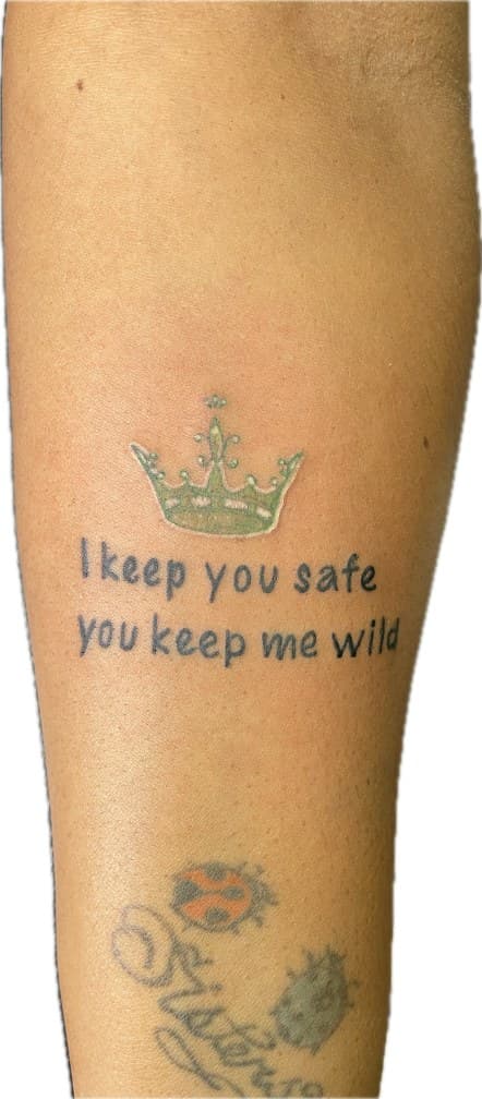 Lettering + Fine Line crown tattoo on Forearm by Ariesinkedme on TattMe
