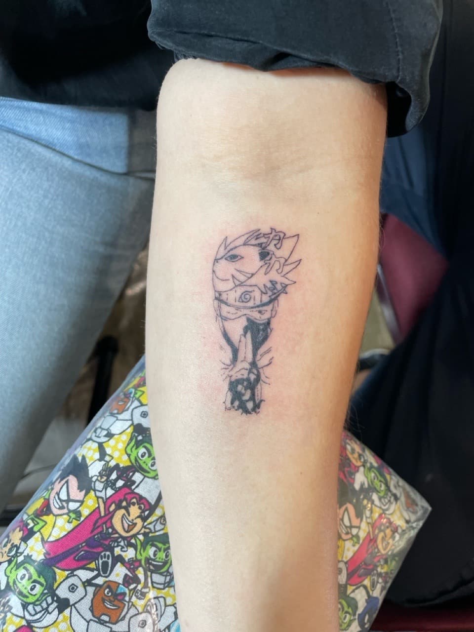 Anime + Line-work ninja tattoo on Forearm by Ariesinkedme on TattMe