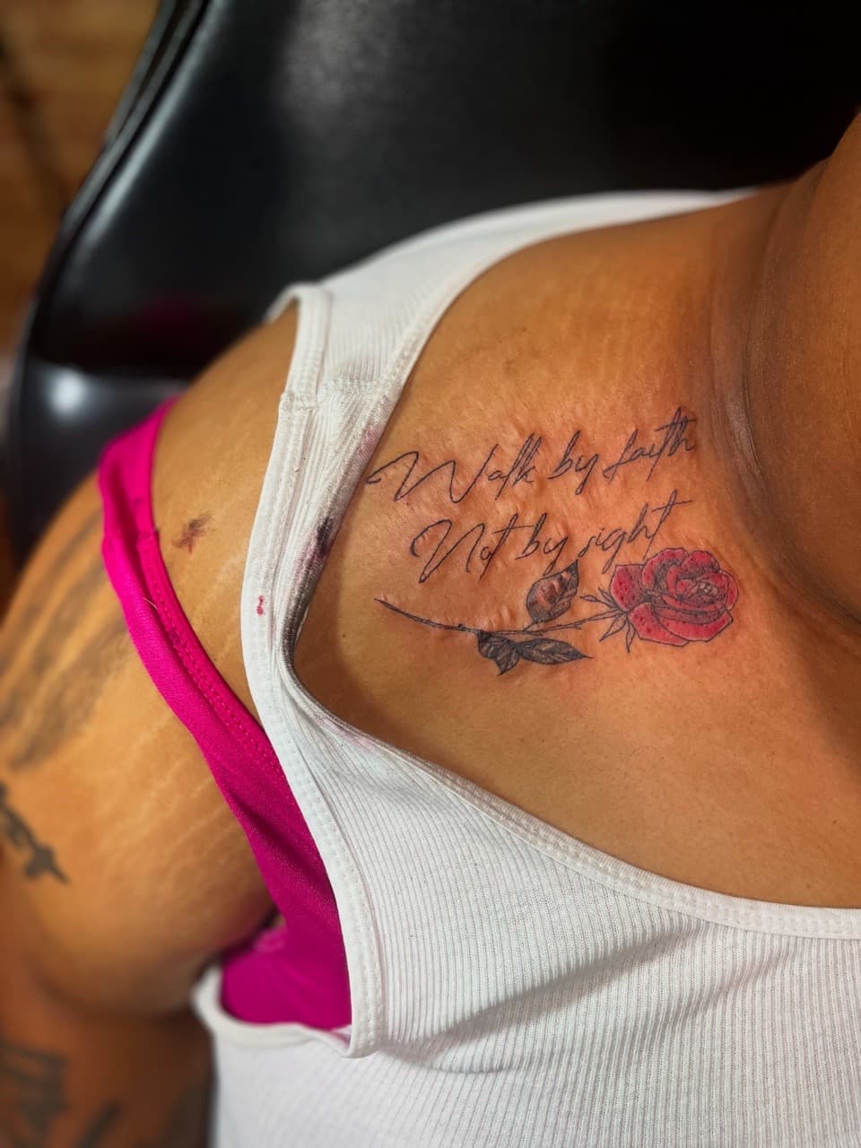 Lettering + Script rose tattoo on Chest by Ariesinkedme on TattMe
