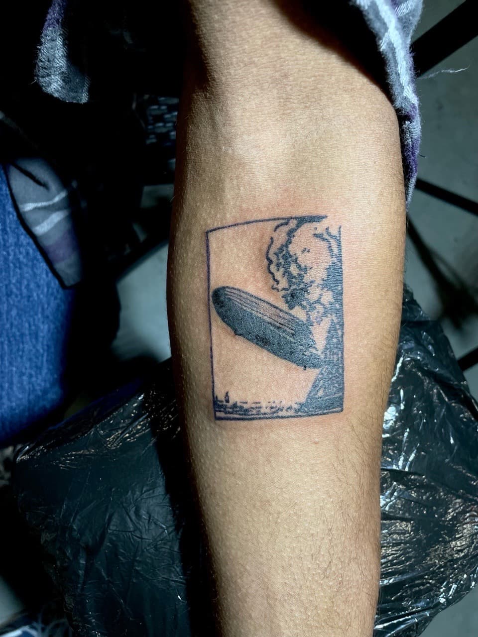 Black & Grey + Black-work zeppelin tattoo on Forearm by Ariesinkedme on TattMe