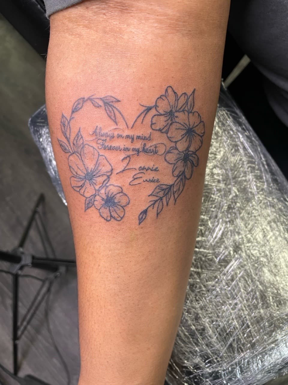 Floral + Lettering flowers tattoo on Forearm by Ariesinkedme on TattMe