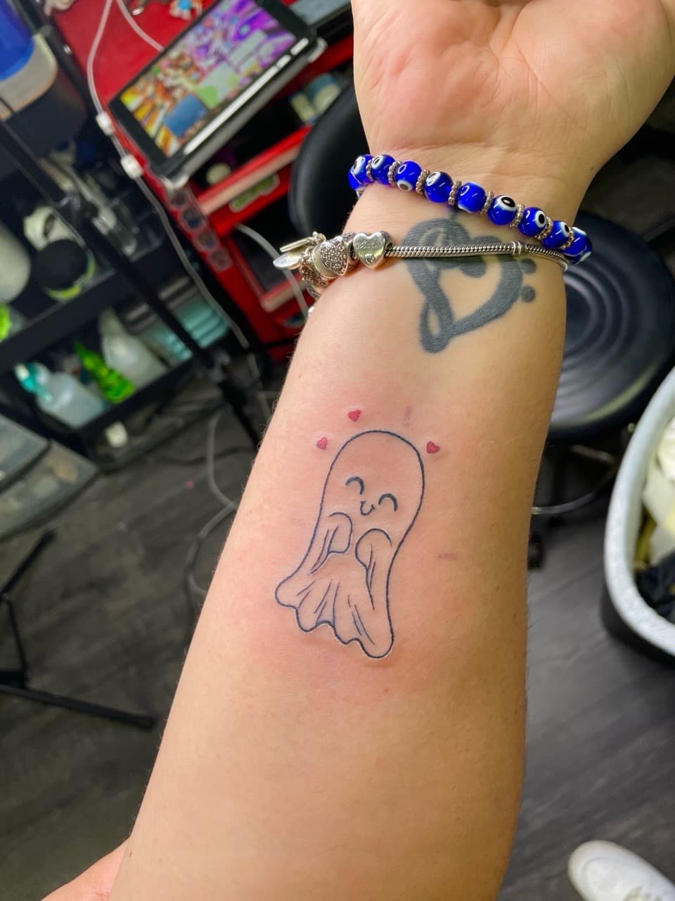 Minimalist + Cartoon ghost tattoo on Forearm by Ariesinkedme on TattMe