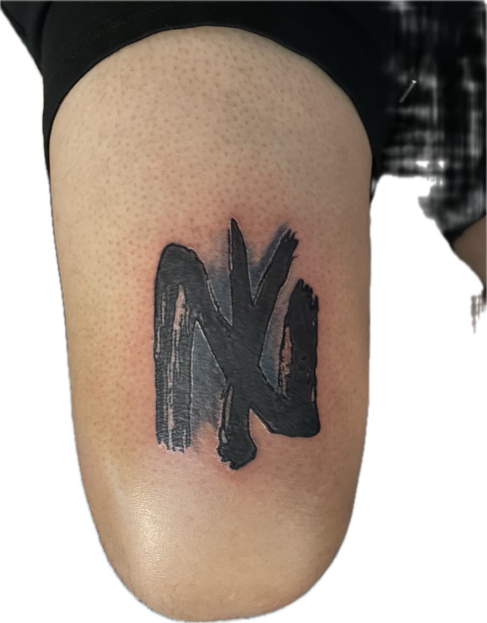 Black-work + Abstract brush stroke tattoo on Upper Arm by Ariesinkedme on TattMe