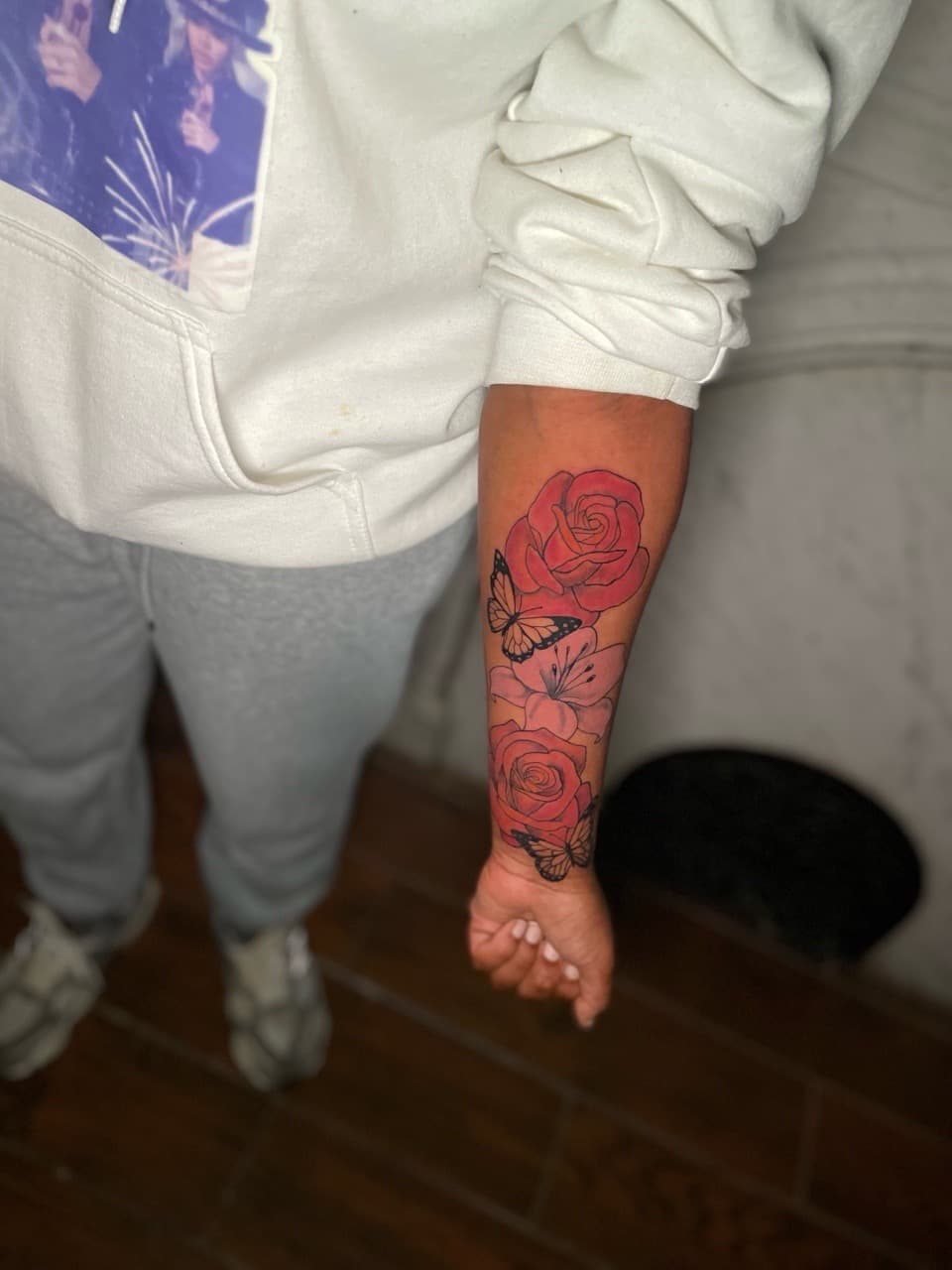 Floral + Color roses tattoo on Forearm by Ariesinkedme on TattMe