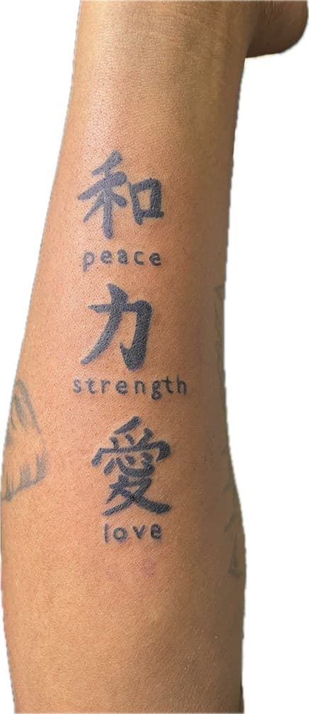 Lettering + Script kanji tattoo on Forearm by Ariesinkedme on TattMe