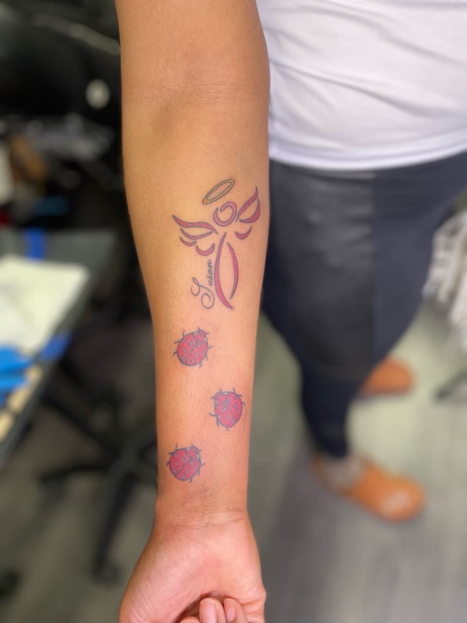 Color + Illustrative angel tattoo on Forearm by Ariesinkedme on TattMe