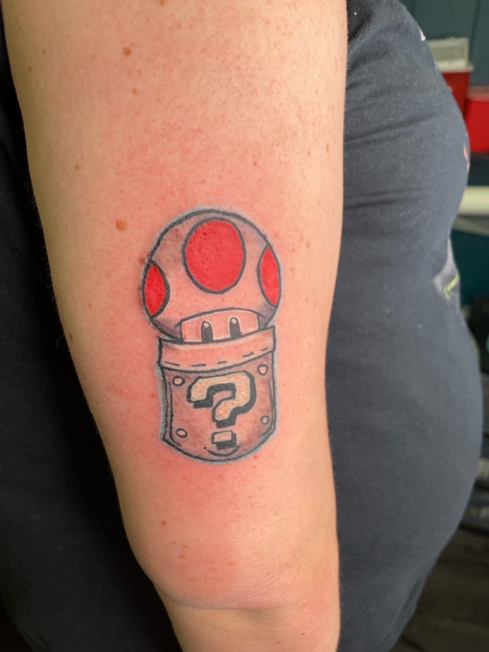 Pop Culture + Color mushroom tattoo on Forearm by Ariesinkedme on TattMe