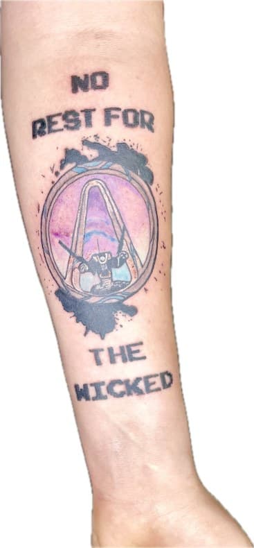 Color + Lettering video game tattoo on Forearm by Ariesinkedme on TattMe