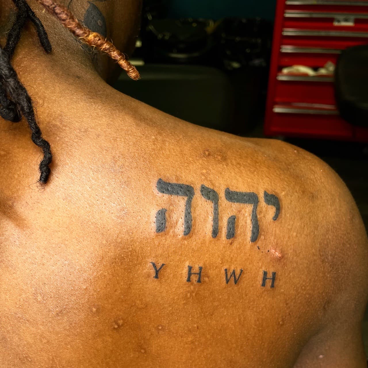 Lettering + Script hebrew tattoo on Shoulder Blade by Ariesinkedme on TattMe