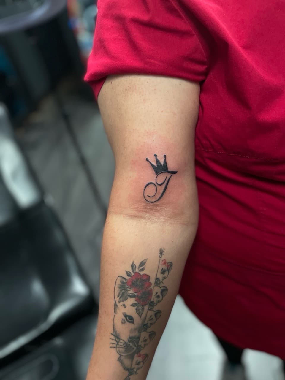 Lettering + Illustrative crown tattoo on Upper Arm by Ariesinkedme on TattMe