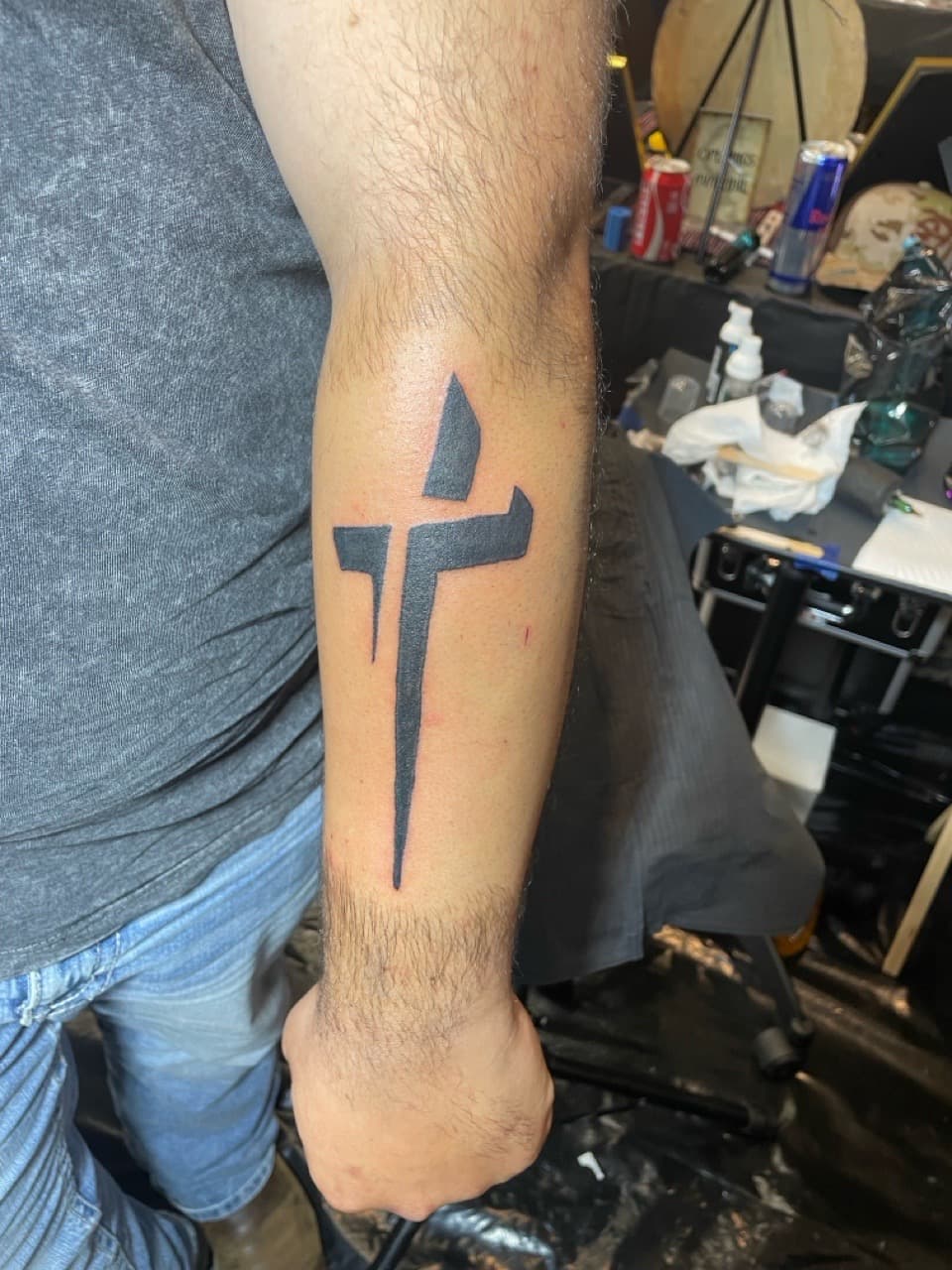 Black-work + Geometric geometric shapes tattoo on Forearm by Ariesinkedme on TattMe