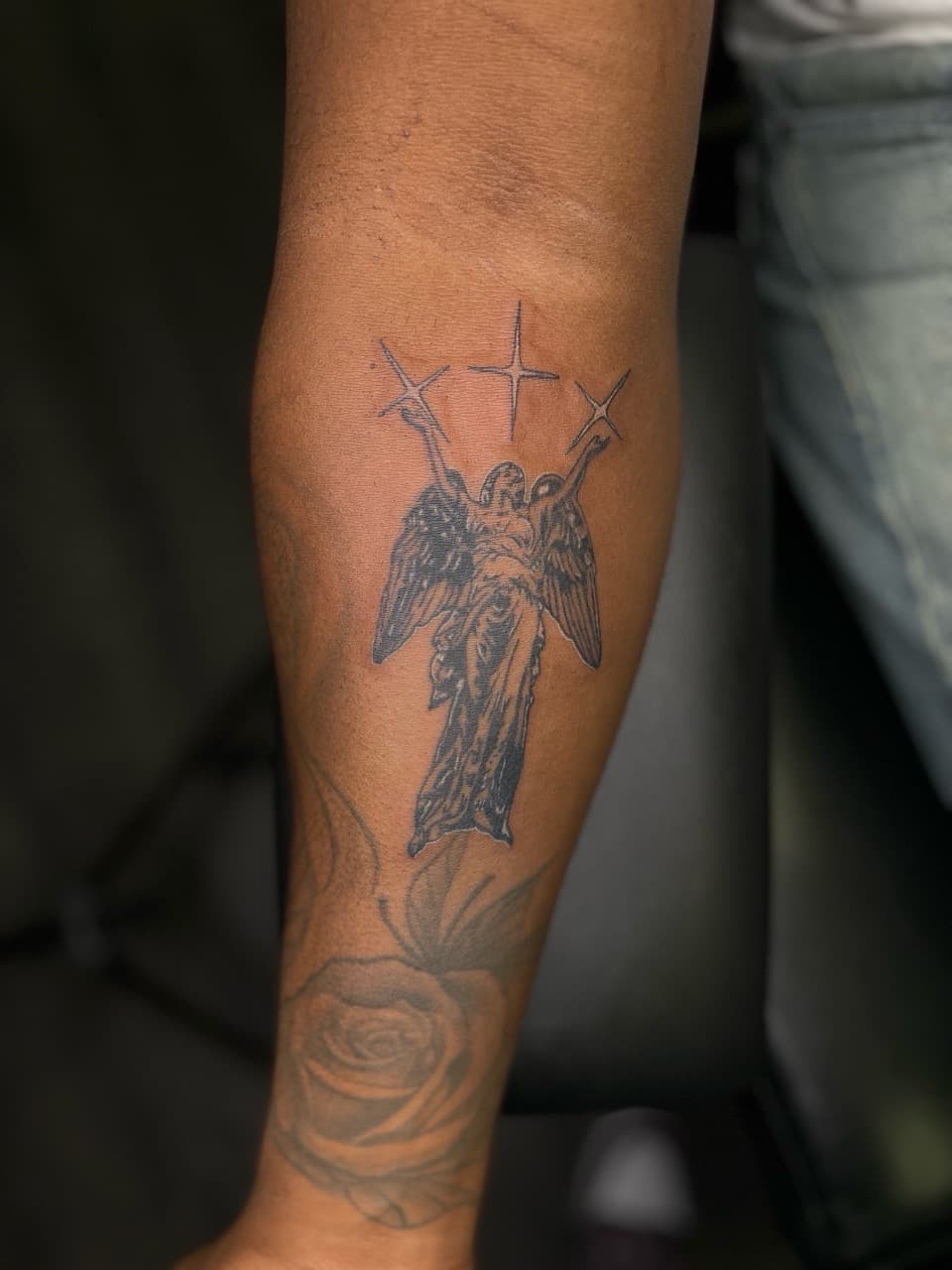 Black & Grey + Illustrative angel tattoo on Forearm by Ariesinkedme on TattMe