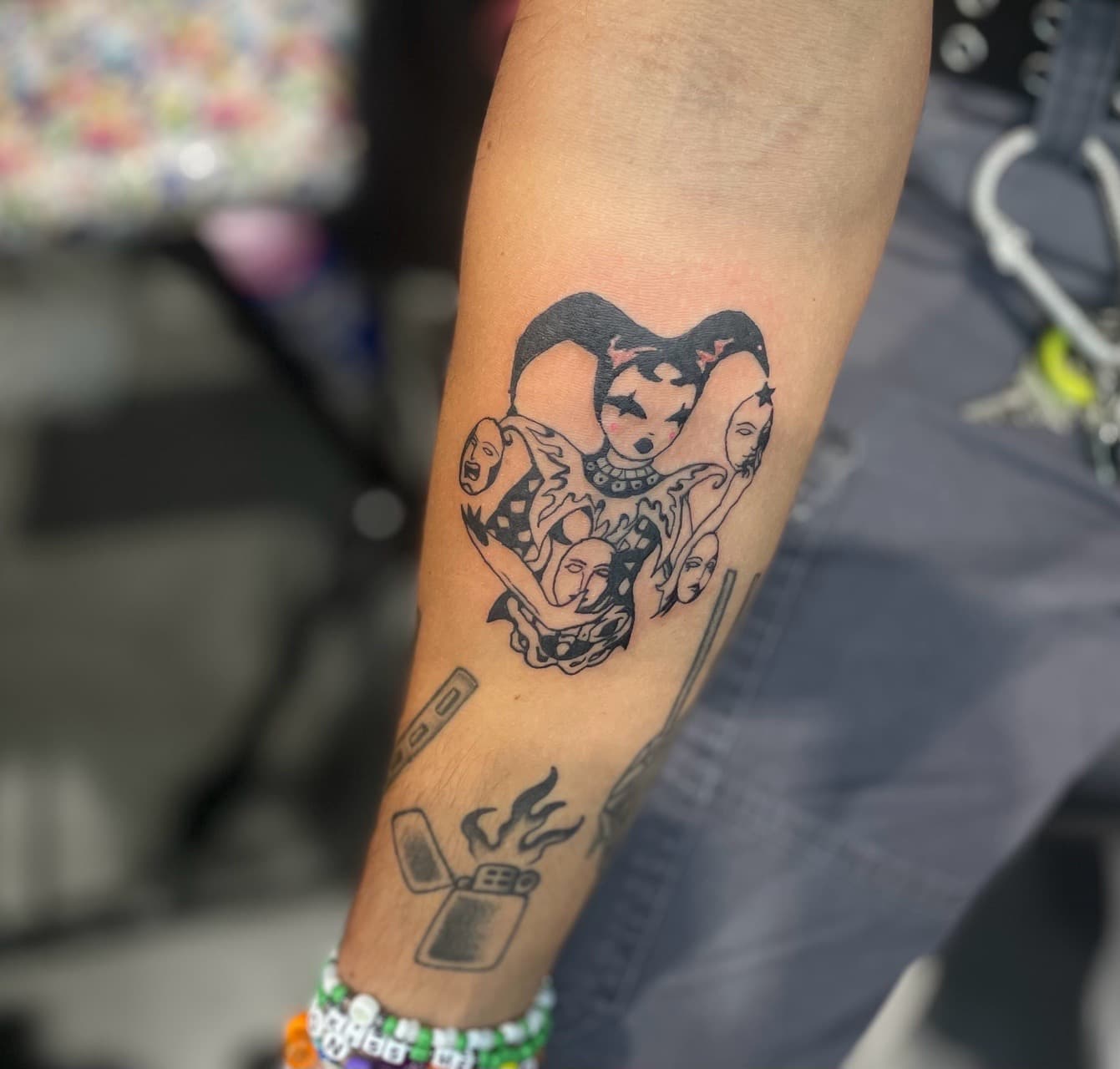Black-work + Illustrative jester tattoo on Forearm by Ariesinkedme on TattMe