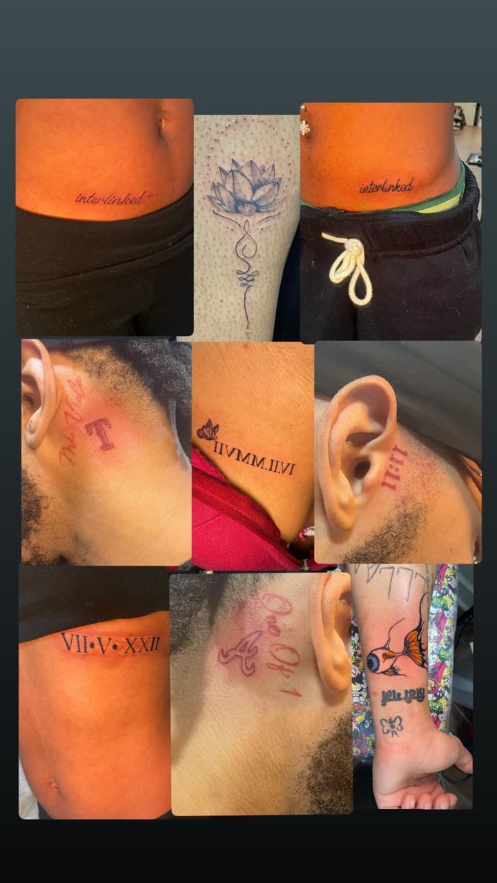 Lettering + Fine Line roman numerals tattoo by Ariesinkedme on TattMe