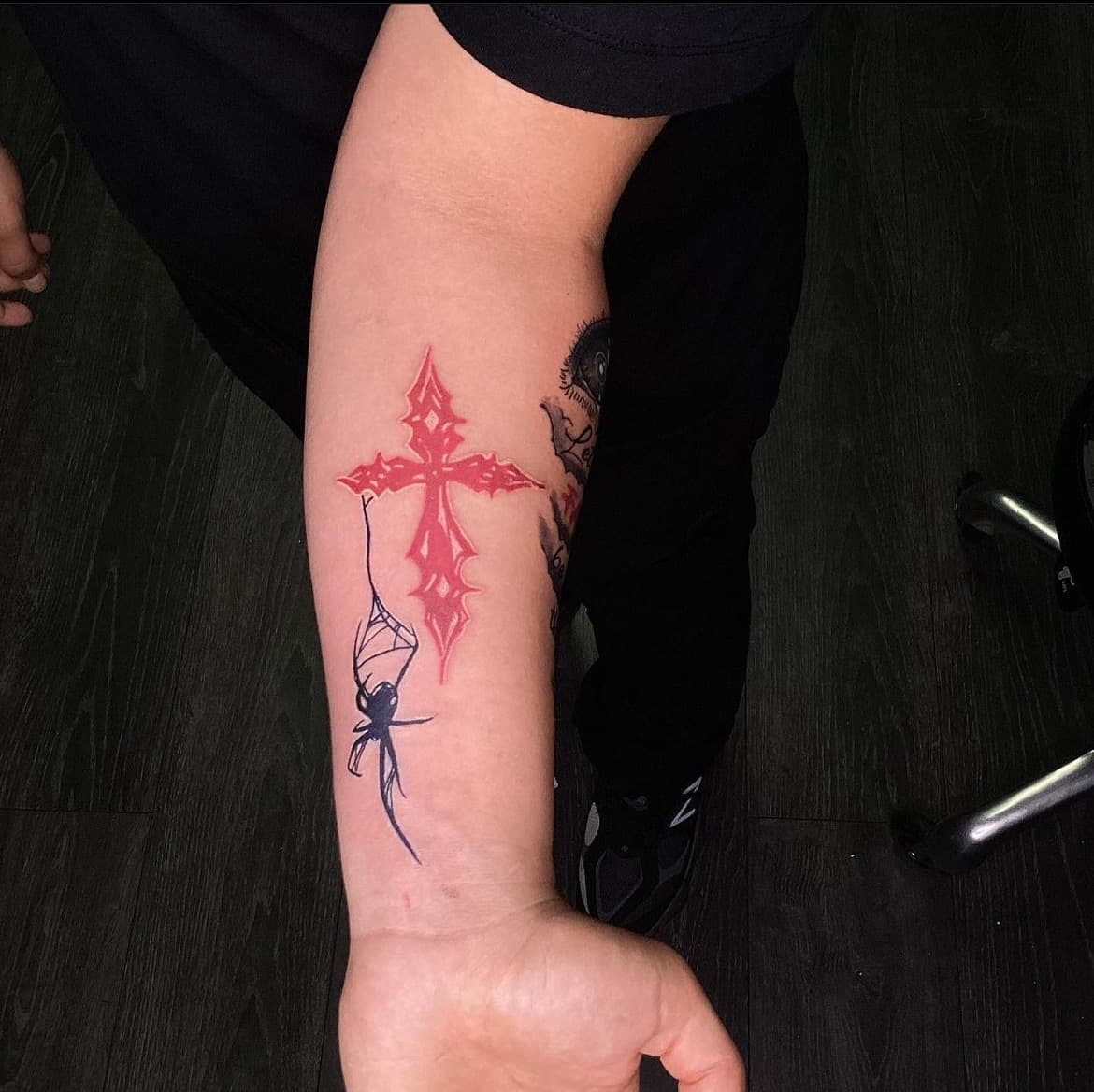 Gothic + Color cross tattoo on Forearm by Ariesinkedme on TattMe