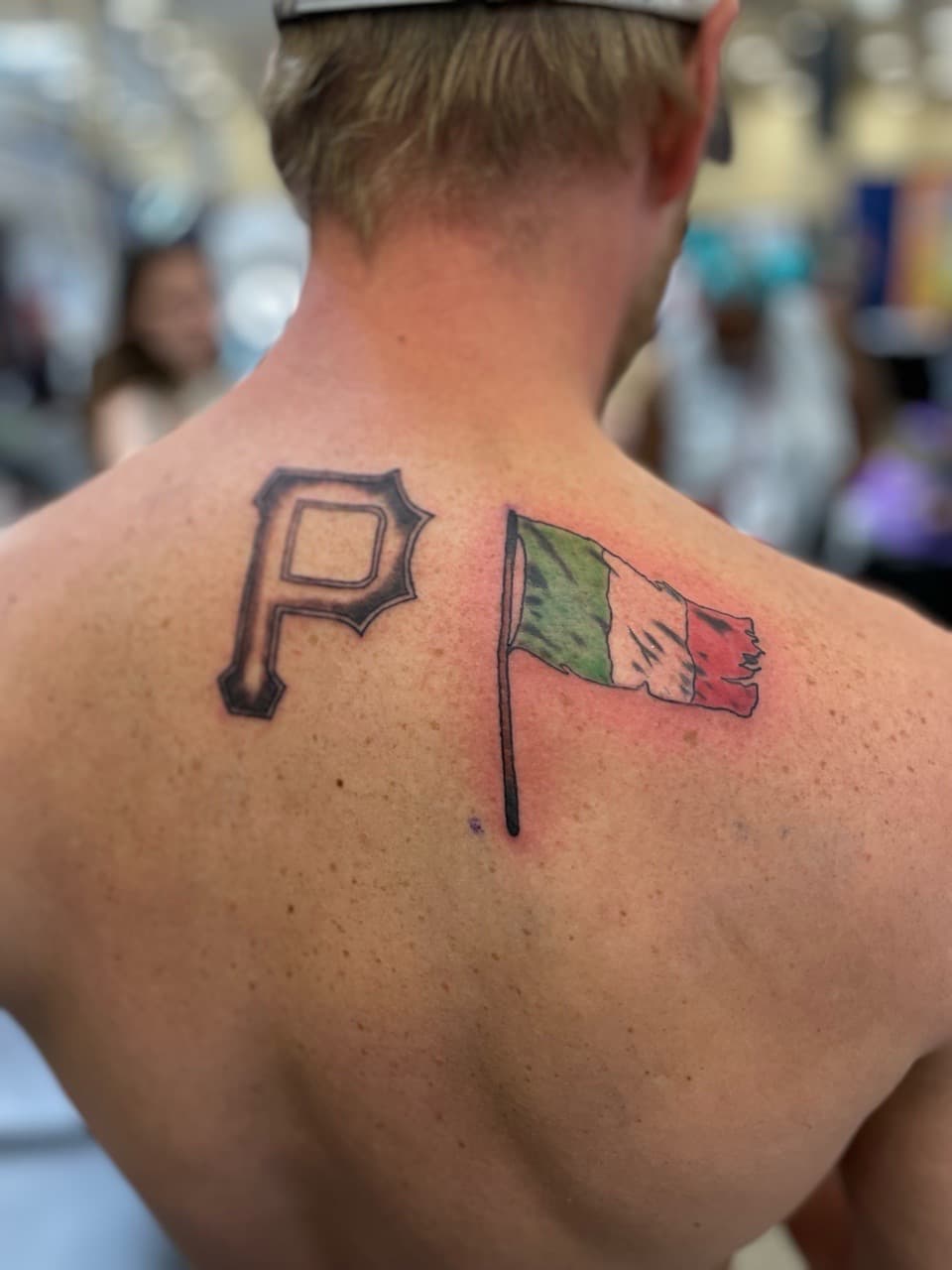Traditional + Color pittsburgh pirates tattoo on Upper Back by Ariesinkedme on TattMe