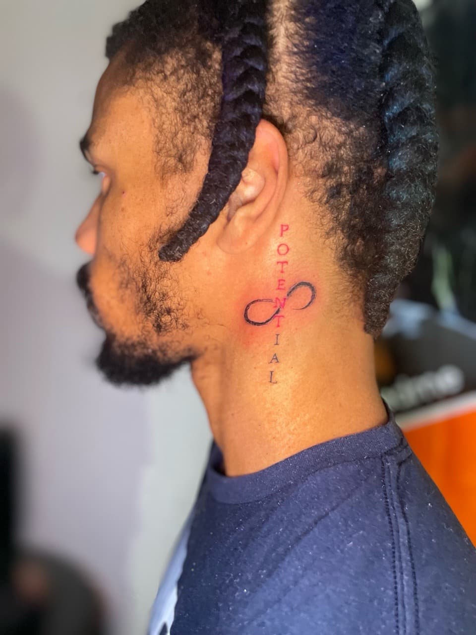 Lettering + Fine Line word tattoo on Neck (Side) by Ariesinkedme on TattMe