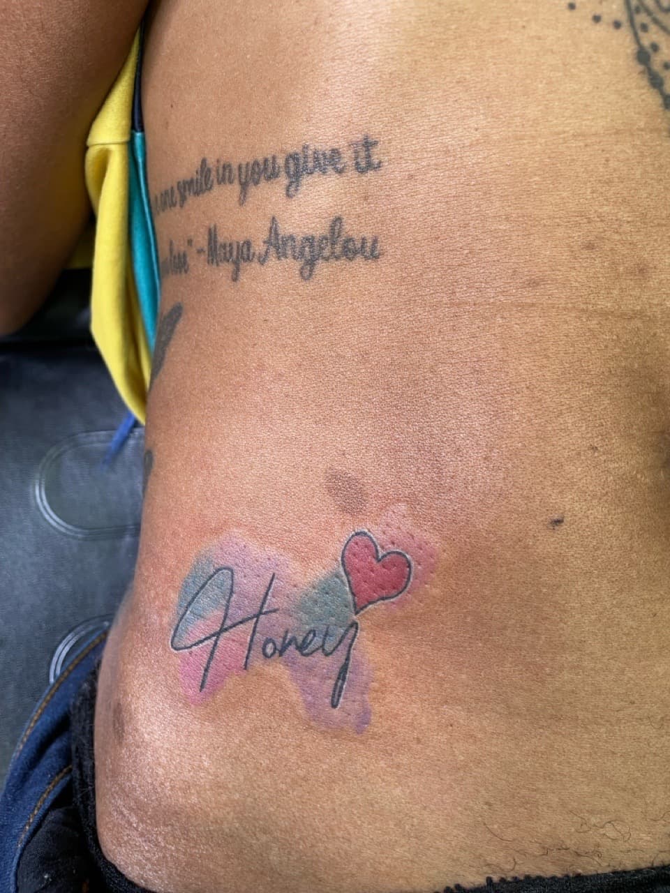 Lettering + Script quote tattoo on Ribs by Ariesinkedme on TattMe
