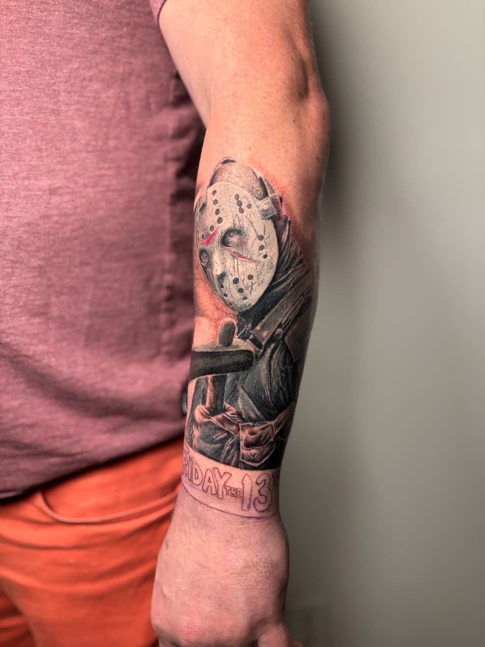 Realism + Black & Grey jason voorhees tattoo on Forearm by Damionjonestattoos on TattMe