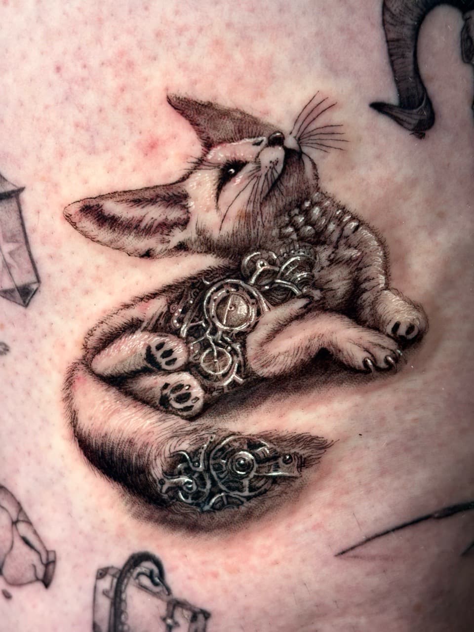 Black & Grey + Illustrative fennec fox tattoo by Damionjonestattoos on TattMe