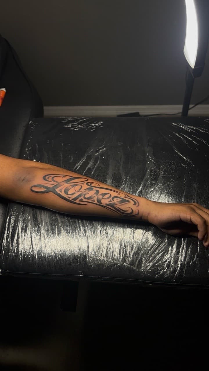 Lettering + Script name tattoo on Forearm by JdaPicasso on TattMe