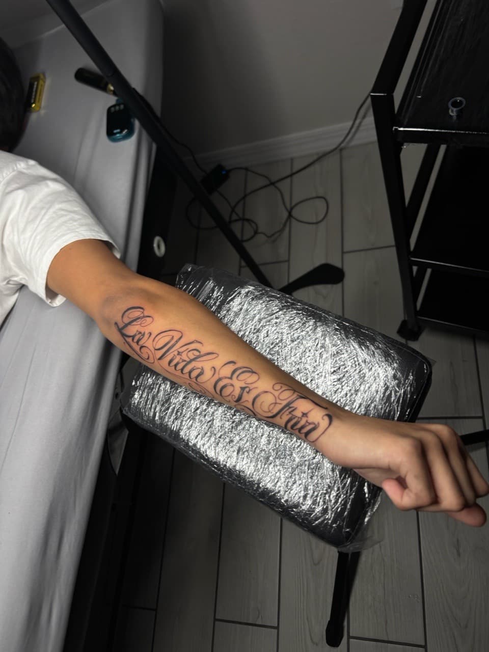 Lettering + Script phrase tattoo on Forearm by JdaPicasso on TattMe