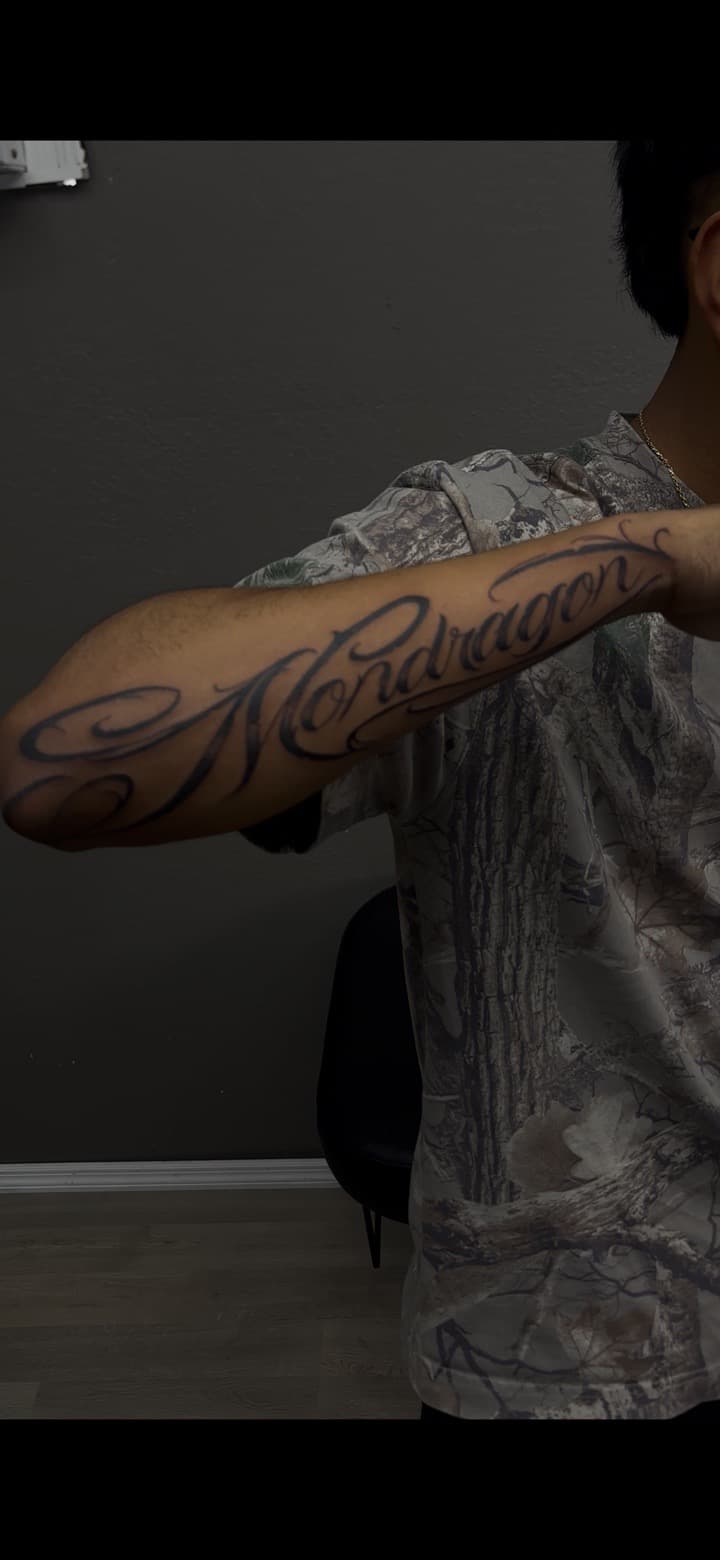 Lettering + Script name tattoo on Forearm by JdaPicasso on TattMe