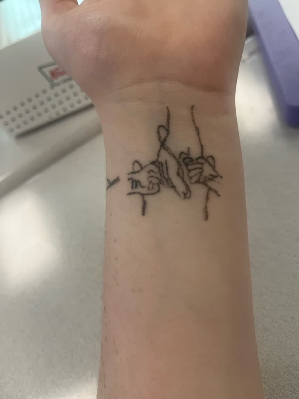 Fine Line + Minimalist hands tattoo on Wrist by North_Ga_Tat on TattMe