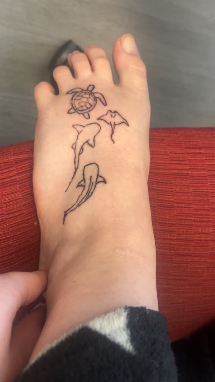 Fine Line + Minimalist sea turtle tattoo on Foot by North_Ga_Tat on TattMe