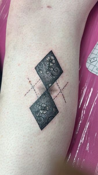 Fine Line + Black & Grey diamonds tattoo on Thigh by TonyCreativeCultureTattoo on TattMe