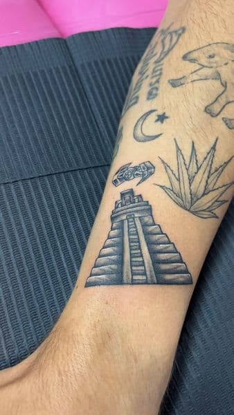 Black & Grey + Fine Line pyramid tattoo on Forearm by TonyCreativeCultureTattoo on TattMe