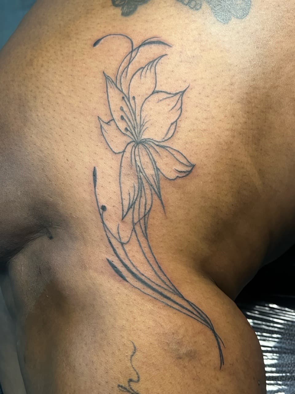 Fine Line + Floral flower tattoo on Hip by prodaJ on TattMe